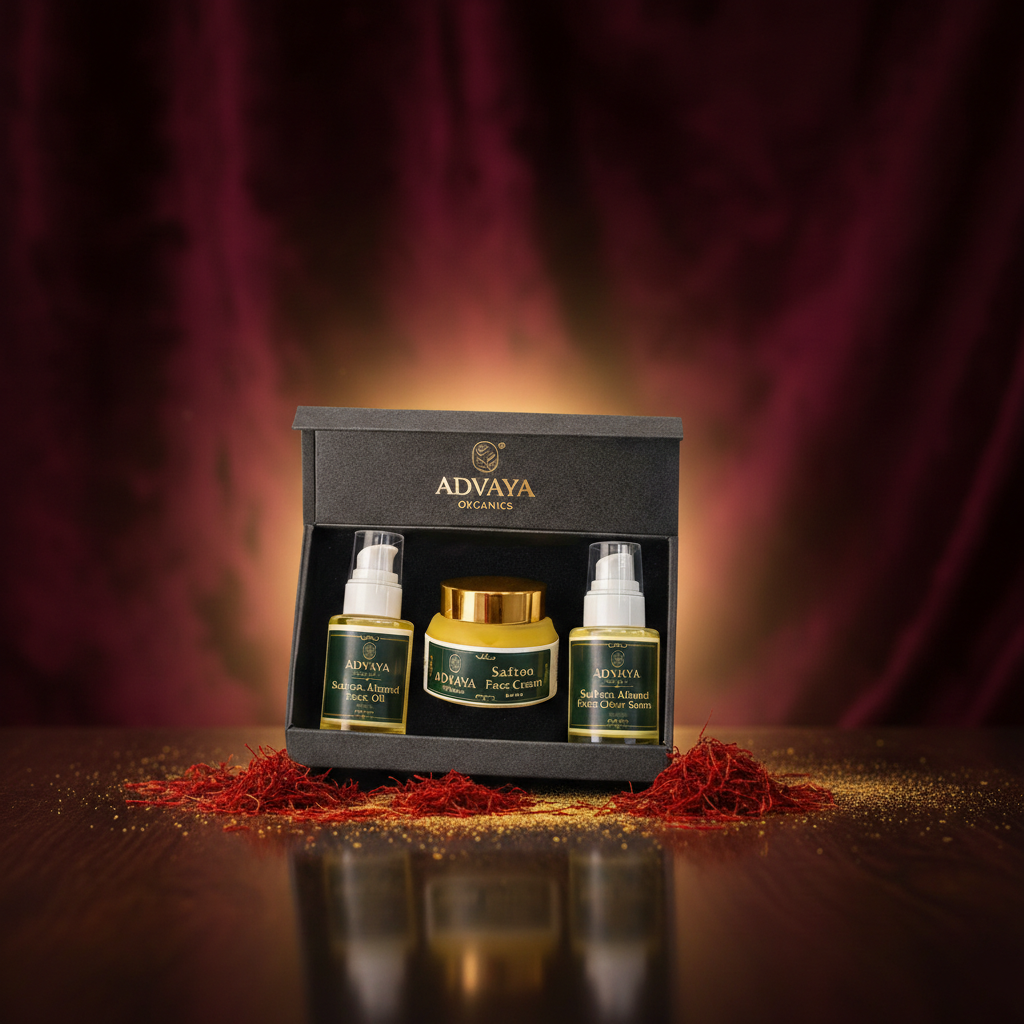 Saffron Almond Face Glow Oil + Serum + Cream ( Full Day Combo)